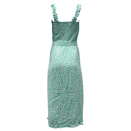Faithfull the Brand-Faithfull The Brand Saint Tropez Floral Print Dress with Belt in Green Rayon-Other