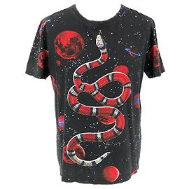 Camiseta Gucci de algodón negro con espacio y diseño de serpiente Negro