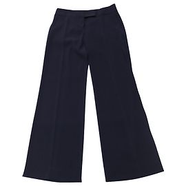 'S Max Mara Wide Leg Trousers in Navy Blue Triacetate Blue