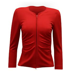 Emporio Armani-Emporio Armani Starburst Pleat Jacket in Red Viscose-Red