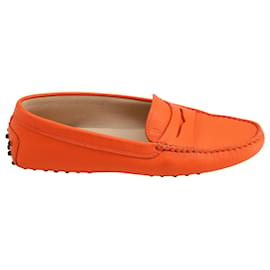 Tod's-Tods Gommino Driving Shoes in Orange Leather-Orange