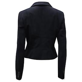 Max Mara-Maxmara Striped Blazer in Navy Blue Cotton-Navy blue