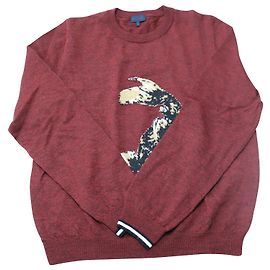 Lanvin Koi-Intarsien-Design-Pullover aus bordeauxroter Wolle Bordeaux