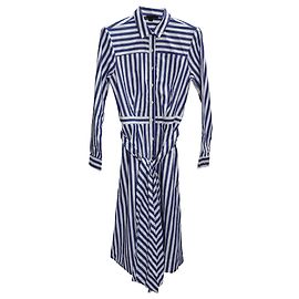 J.CREW Abito chemisier abbottonato a righe in cotone blu-bianco Blu