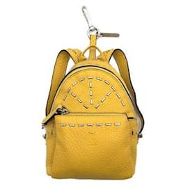 Fendi-Fendi bag mini backpack charms in grained yellow leather-Yellow