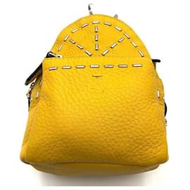 Fendi-Fendi bag mini backpack charms in grained yellow leather-Yellow