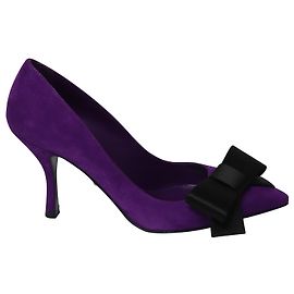 Prada Bow Accent Escarpins à Bout Pointu en Daim Violet Violet
