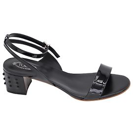 Tod's Ankle Strap Open-Toe Sandalen aus schwarzem Lackleder Schwarz
