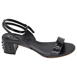 Tod's-Tod's Ankle Strap Open-toe Sandals in Black Patent Leather-Black