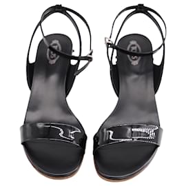 Tod's-Tod's Ankle Strap Open-Toe Sandalen aus schwarzem Lackleder-Schwarz