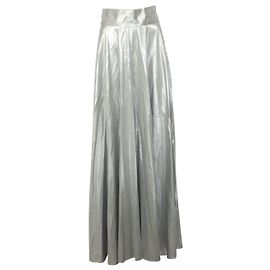 Diane Von Furstenberg Full Circle Maxirock in Metallic-Silber-Viskose Silber