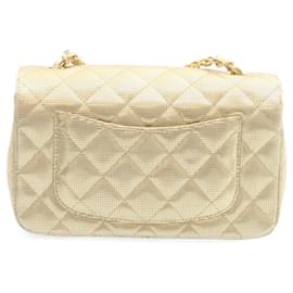 Chanel-CHANEL Matelasse Chain Flap Shoulder Bag Leather Gold CC Auth 28907-Golden