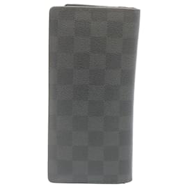 Louis Vuitton-LOUIS VUITTON Damier Graphite Portefeuille Brazza Long Wallet N64430 Auth hs730-Other