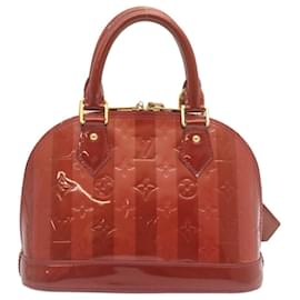 Louis Vuitton-LOUIS VUITTON Vernis Rayures Alma BB Hand Bag Red LV Auth tp198-Red