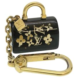 Louis Vuitton-LOUIS VUITTON Speedy Porte Cles Key Holder Black Gold M65444 LV Auth th2482-Black,Golden