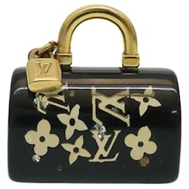 Louis Vuitton-LOUIS VUITTON Speedy Porte Cles Key Holder Black Gold M65444 LV Auth th2482-Black,Golden