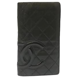 Chanel-CHANEL Cambon Line Long Wallet Lamb Skin Black Pink CC Auth yk4083-Black,Pink