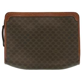 Céline-CELINE Macadam Canvas Clutch Bag PVC Leather Brown Auth 29196-Brown