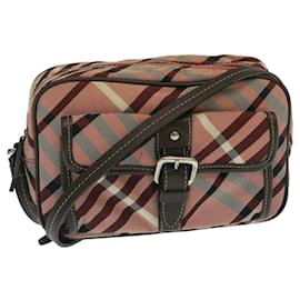 Burberry-BURBERRY Nova Check Shoulder Bag Canvas Leather Red Brown Auth yk4089-Brown,Red
