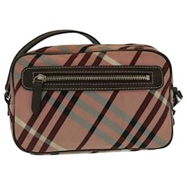 Burberry-BURBERRY Nova Check Shoulder Bag Canvas Leather Red Brown Auth yk4089-Brown,Red
