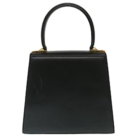 Salvatore Ferragamo-Salvatore Ferragamo Gancini Hand Bag Leather 2way Black Gold Auth nh486-Black,Golden