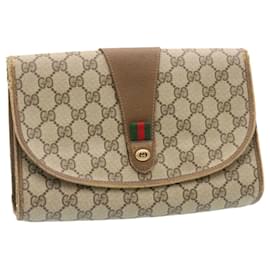 Gucci-GUCCI Web Sherry Line GG Canvas Clutch Beige Rot Grün Auth ki1633-Rot,Beige,Grün