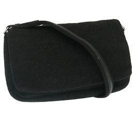 PRADA Shoulder Bag wool Black Auth ar6676 Black