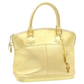 Louis Vuitton-LOUIS VUITTON Suhari Lockit PM Hand Bag Leather Gold M91889 LV Auth 28662-Golden
