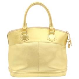 Louis Vuitton-LOUIS VUITTON Suhari Lockit PM Hand Bag Leather Gold M91889 LV Auth 28662-Golden