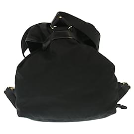 Prada-PRADA Backpack Nylon Black Gold Auth 29215-Black,Golden
