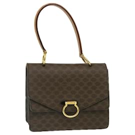 Céline-CELINE Macadam Canvas Sac à Main Cuir PVC Marron Auth ar6568-Marron