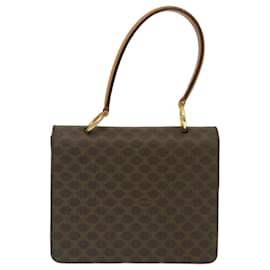 Céline-CELINE Macadam Canvas Hand Bag PVC Leather Brown Auth ar6568-Brown