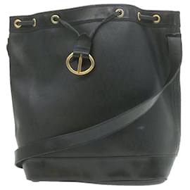 Christian Dior-CHRISTIAN DIOR Schultertasche mit Wabenstruktur Schwarzes PVC-Leder Auth1168-Schwarz