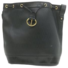 Christian Dior-CHRISTIAN DIOR Honeycomb Shoulder Bag Black PVC Leather Auth th1168-Black