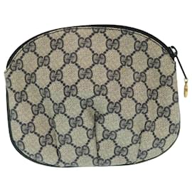 Gucci-GUCCI GG Canvas Pouch PVC Leather Navy Auth th2486-Navy blue