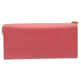 Prada-PRADA Safiano Leather Chain Wallet Pink Auth ar6601-Pink