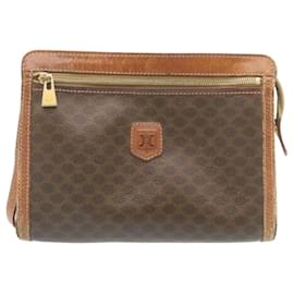 Céline-CELINE Macadam Canvas Clutch Bag PVC Leather 2 sets Brown Auth 28323-Brown