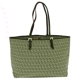 Fendi-FENDI Zucchino Canvas Tote Bag Red Auth nh519-Red