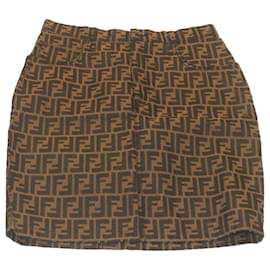 Fendi-FENDI Zucca jupe Marron Noir Auth gt2276-Marron,Noir