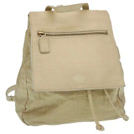 FENDI Zucca Canvas Rucksack Nylon Leder Beige Auth yt723 Beige