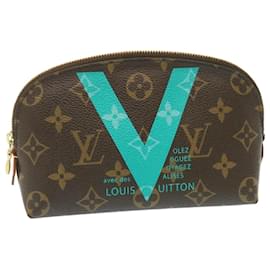 Louis Vuitton-Bolsa de cosméticos LOUIS VUITTON Monograma Turcoise Linha V Pochette M50290 Autenticação hs816-Outro