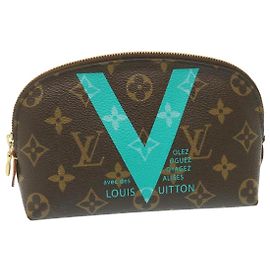 LOUIS VUITTON Türkis Monogram V Line Pochette Kosmetiktasche M50290 Auth hs816 Andere