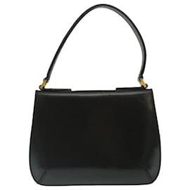 Fendi-FENDI Hand Bag Leather Black Gold Auth 29209-Black,Golden