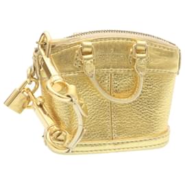 Louis Vuitton-LOUIS VUITTON Suhari Mini Lockit Key Ring Gold LV Auth 28895-Golden