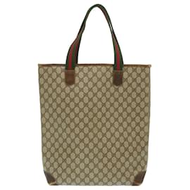 Gucci-GUCCI Web Sherry Line GG Canvas Tote Bag Beige Red Green Auth yk4045-Red,Beige,Green