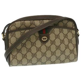 GUCCI Web Sherry Line GG Canvas Schultertasche Beige Rot Grün Auth ar6626 Rot Beige Grün