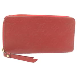 Louis Vuitton-LOUIS VUITTON Monogram Empreinte Zippy Wallet Rouge M61865 Auth LV 28803-Rouge