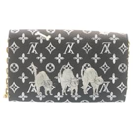 Louis Vuitton-LOUIS VUITTON Monogram Cat Portefeuille Twist Chain Wallet M63888 Auth ar6463-Black,Monogram