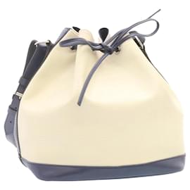 Louis Vuitton-LOUIS VUITTON Epi Petit Noe Bicolor Shoulder Bag White Navy M40881 LV Auth 23256-White,Navy blue