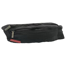 Prada-PRADA Sports Waist Bag Pouch Nylon Black Auth ki1644-Black